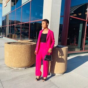 A pink suit, two piece